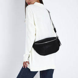 Сумка женская кросс-боди на молнии, 34×11×17 см, чёрная