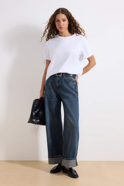 Koyu Mavi Katl? Paca Normal Bel Loose Baggy Jeans TWOSS25JE00001