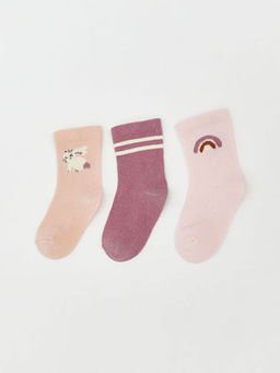 Desenli K?z ?ocuk Soket ?orap 3l?