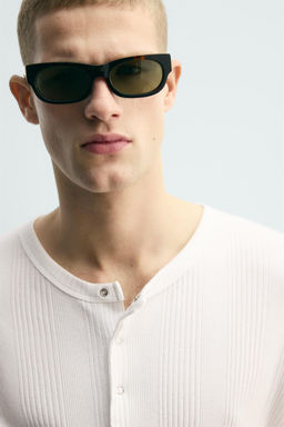 TEXTURED HENLEY COLLAR T-SHIRT - Zara фото 6