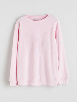 Bisiklet Yaka Kadife K?z ?ocuk Pijama Tak?m?