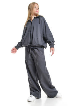 Толстовка на молнии с капюшоном 22-7640 серый - Mini maxi фото 28