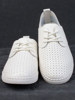 03-PDXL138-1 LT. BEIGE Полуботинки спортивные женские (натуральная кожа) - Фабричный китай фото 10