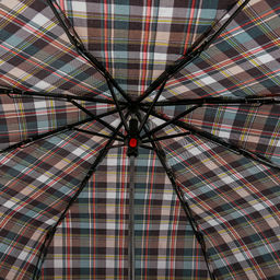 Зонт механический Шотландка плащевка, 8 лучей, д/купола 94см, 3 сложения, 24см в сложенном виде, пластмассовая ручка, коричневые тона, 210гр (Китай) - Домашняя мода фото 5