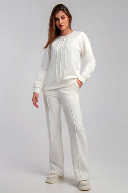 Арт. 2530  Костюм с брюками женский 44-50 (4 шт) Цвет:верх-молочный, низ-молочный