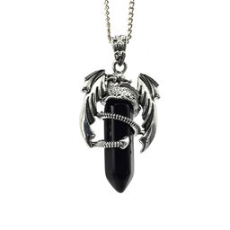 Подвеска Дракон 25*41мм с агатом черным