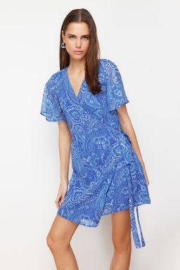 Saks Sal Desenli Anvelop Mini Dokuma Elbise TWOSS24EL00753 - Trendyolmilla фото 2