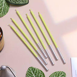 Свечи для торта, 6 штук «Исполнение желаний», 15 см, салатовый