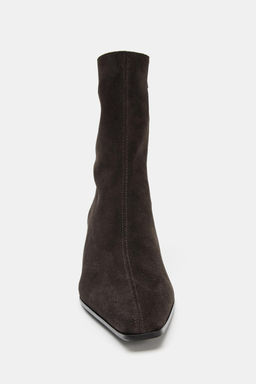 SPLIT SUEDE KITTEN HEEL ANKLE BOOTS - Zara фото 4