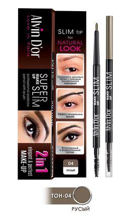 Alvin Dor P-8 Карандаш д/бровей механический с щеточкой Super Slim (тон 04 Blonde)