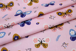 Сатин Яркие бабочки цв.бл.розовый, ш.1.60м, хлопок-100%, 110гр/м.кв - Купава фото 4
