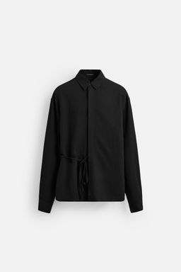 VISCOSE-LINEN SHIRT WITH TIE - Zara фото 6