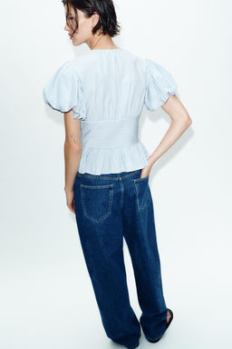 BLUSA JARETAS MANGA ABULLONADA / Celeste - Zara фото 4