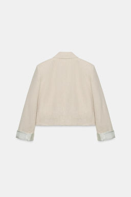 BLAZER CORTA CON LINO HOMBRERAS / Beige claro - Zara фото 9