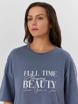 Туника домашняя женская серая с надписью Full time beauty - Mark formelle фото 3