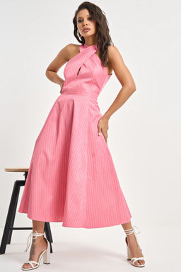 Сарафан хлопковый в полоску красный