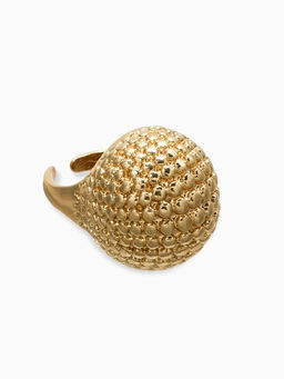 Кольцо металл "Шар сетка", цвет золото, безразмерное