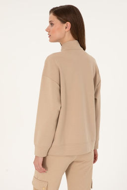 Женский свитшот на молнии с воротником-стойкой песочного цвета Неожиданная скидка в корзине - U.s. polo assn фото 5