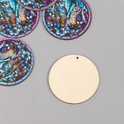 Цена за 5 шт. Декор для творчества дерево Две совы в ночном лесу, 4.64.60.3 см - Арт узор фото 2