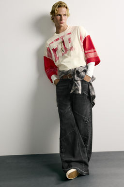 JEANS FLARE FIT COSTURAS / Negro - Zara фото 5