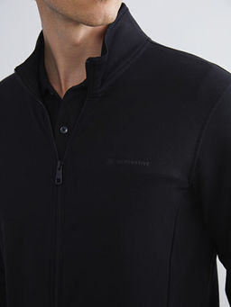 Rahat Kal?p Dik Yaka Erkek Fermuarl? Sweatshirt