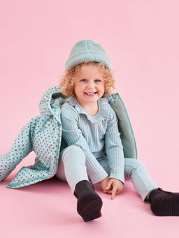 Bisiklet Yaka Uzun Kol Kendinden Desenli K?z Bebek Ti??rt - Waikiki фото 3