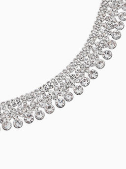 Набор 2 пред-а: серьги, колье со стразами "Лёд" зигзаг, d=13,5см, цвет белый в серебре