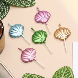 Свечи для торта Морские ракушки, разноцветные, 5 шт.