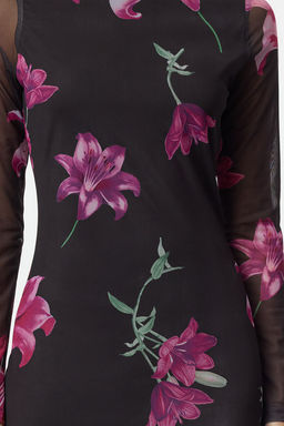 TRENDYOLMILLA Cok Renkli Bisiklet Yaka Bask?l? Astarl? Vucuda Oturan Tul Midi Orme Orme Elbise TWOAW24EL00605 фото 18