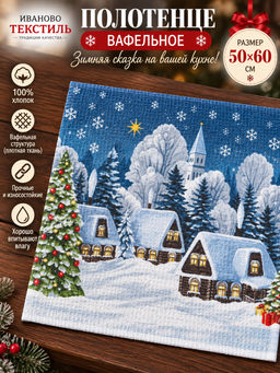 Полотенце 50*60 см вафельное (Новогодняя ночь)
