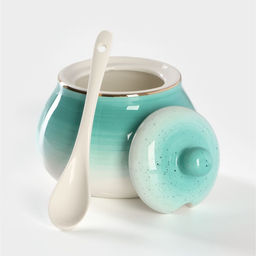 Сахарница Доляна «Млечный путь», 330 мл, с ложкой, фарфор, бирюзовая