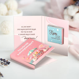 Мини-открытка "Сладкий комплимент (розовая)"