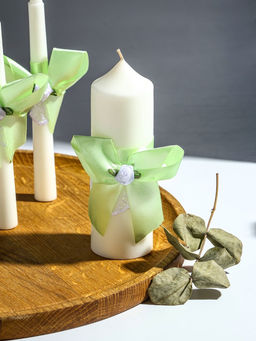 Свечи свадебные «Пышный» набор 3 шт. (16 см и 2 шт. по 18 см), мятный