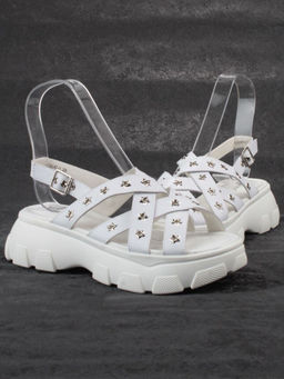 08-PEAG47-1 WHITE Босоножки женские (натуральная кожа)