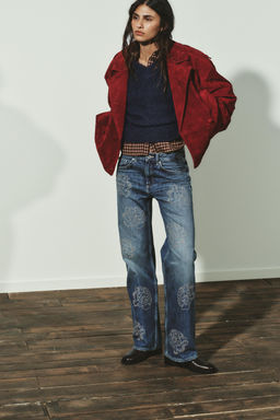 BARREL TRF FLORAL HIGH-WAIST JEANS - Zara фото 4