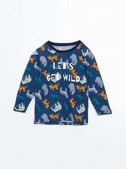 Beli Lastikli Bask?l? Erkek ?ocuk Pijama Tak?m