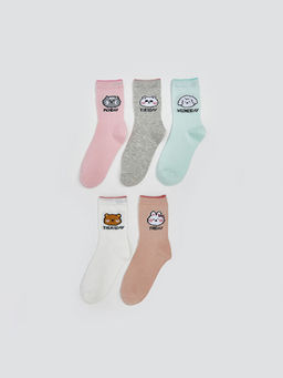 Desenli K?z ?ocuk Soket ?orap 5li