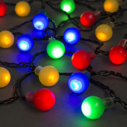 Гирлянда Нить 5 м с насадками Шарики цветные, IP20, тёмная нить, 30 LED, свечение мульти, 8 режимов, 220 В