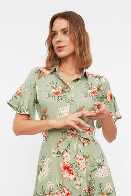 TRENDYOLMILLA Siyah Kusakl? Puantiyeli Maxi Viskon Dokuma Gomlek Elbise TWOSS19EL0094  фото 16