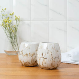 Аксессуары для ванной Pearl, 4 предмета, мыльница, дозатор для мыла 360 мл, 2 стакана, белые - Simaland фото 4