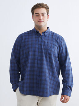 B?y?k Beden Regular Fit Uzun Kollu Ekose Erkek G?mlek