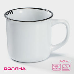 Кружка Доляна «Эмаль», 340 мл, керамика, белая