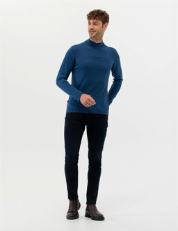 _ndigo Melanj Slim Fit Yar_m Bal_k__ Yaka Basic Triko Kazak - Pierre cardin фото 4