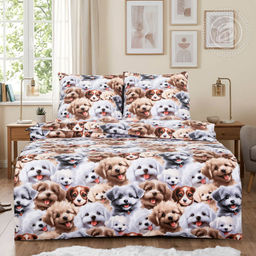 Постельное белье Дружок (поплин DE LUXE) 1,5 сп./Пододеяльник: 1 шт. - 215*145; Простыня: 1 шт. - 215*150; Наволочка: 2 шт. - 70*70; DE LUXE