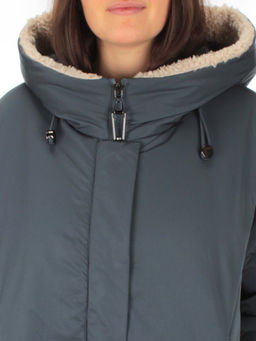 M-9029 GRAY/BLUE Пальто зимнее женское CORUSKY (верблюжья шерсть) - Фабричный китай фото 10