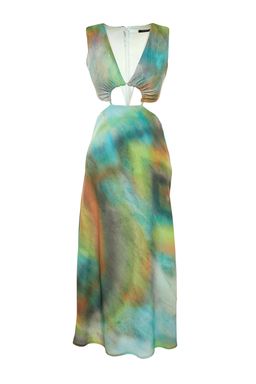 TRENDYOLMILLA Cok Renkli Cut Out/Pencere Detayl? Maxi Dokuma Elbise TWOSS21EL3578  фото 7