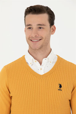 Мужской горчичный базовый свитер Неожиданная скидка в корзине - U.s. polo assn фото 2