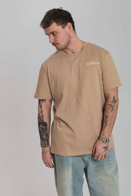 Футболка из кулирки с декоративной отстрочкой и принтом М125059Пе бежевый - Елена фото 4