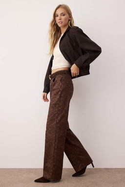 Kahverengi Y?lan Desenli Yuksek Bel Wide Leg Jeans TWOAW26JE00153