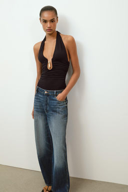 BODY POLIAMIDA DRAPEADO / Negro